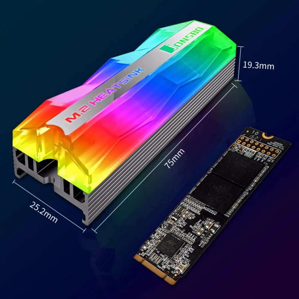 Jonsbo M.2 радиатор SSD M.2-2 кулер с подсветкой 5V 3Pin PC охлаждающая подставка Запчасти для NGFF NVME PCIE M.2 2280 твердотельный накопитель на жестком диске радиатора