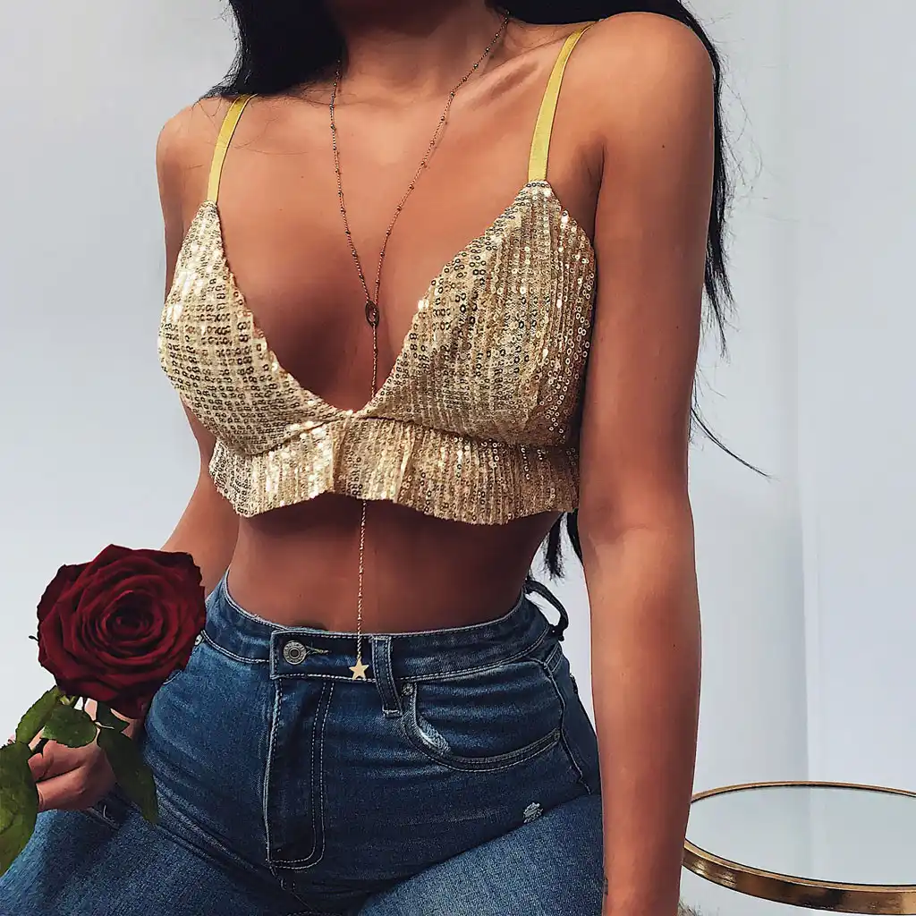 gold sequin bralette