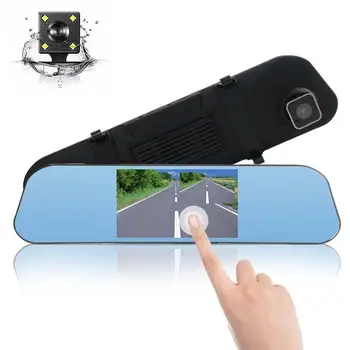 

Vehemo Car DVR Dash Cam rearview mirror 1080P 5 Inch Recorder G-Gensor Dual Lens Night Vision Photography IPS