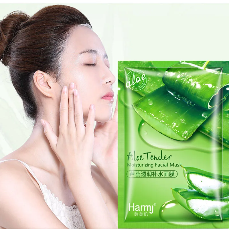 1piece Aloe Vera Moisturizing Mask Replenish Water Control Oil Repair Shrink Pores and Skin Care Products | Красота и здоровье