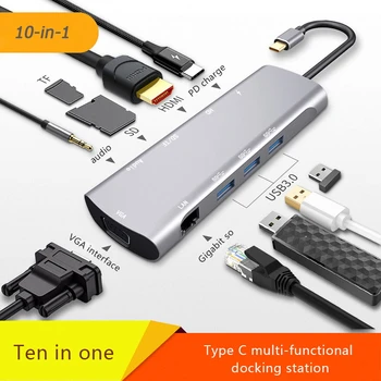

USB C to VGA USB HDMI Adapter to HDMI Laptop Adapter USB 3.0 RJ45 PD SD TF Converter Docking Station for PC Notebook Type-C HUB