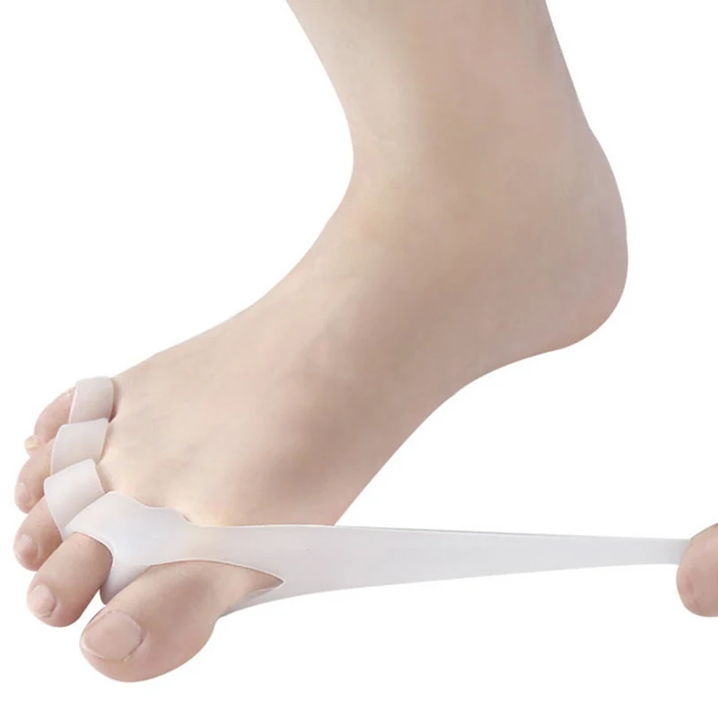 1 Pair Silicone Gel Foot Fingers Two Hole Toe Separator Thumb Valgus Protector Bunion Adjuster Bunionette Pads
