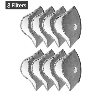 

8PCS PM2.5 Five-layer Activated Carbon Filters Replaceable Filter Inserts and Exhaust Valves Replacement Parts for Face Covering