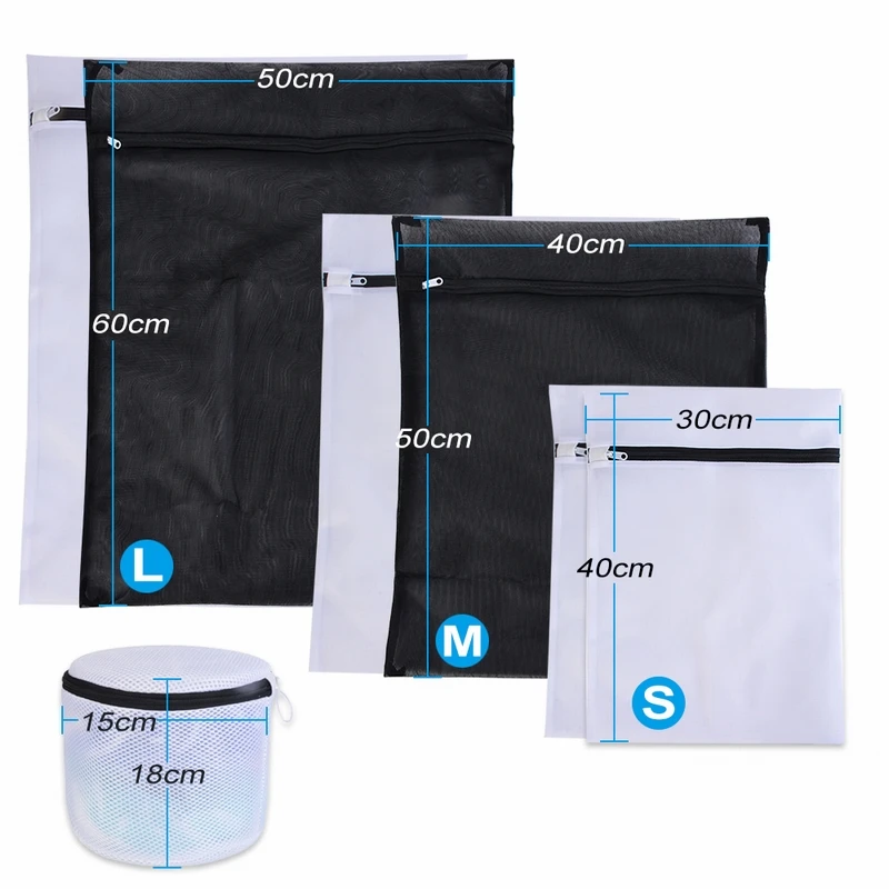 Zippered Mesh Laundry Wash Bags Foldable Delicates Lingerie Bra Socks Underwear Washing Machine Clothes Protection Net