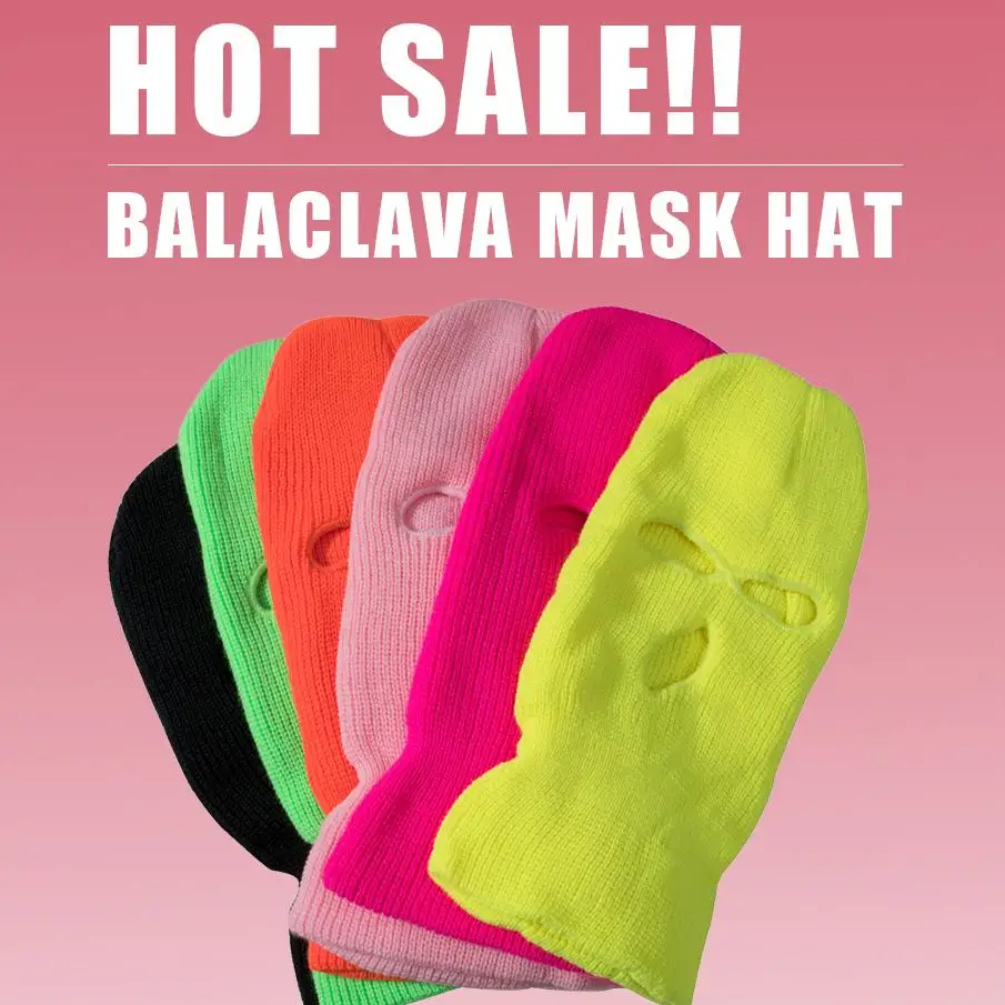 Маска Балаклава унисекс шапка с 3 отверстиями маска для лица черная вязаная лыж и