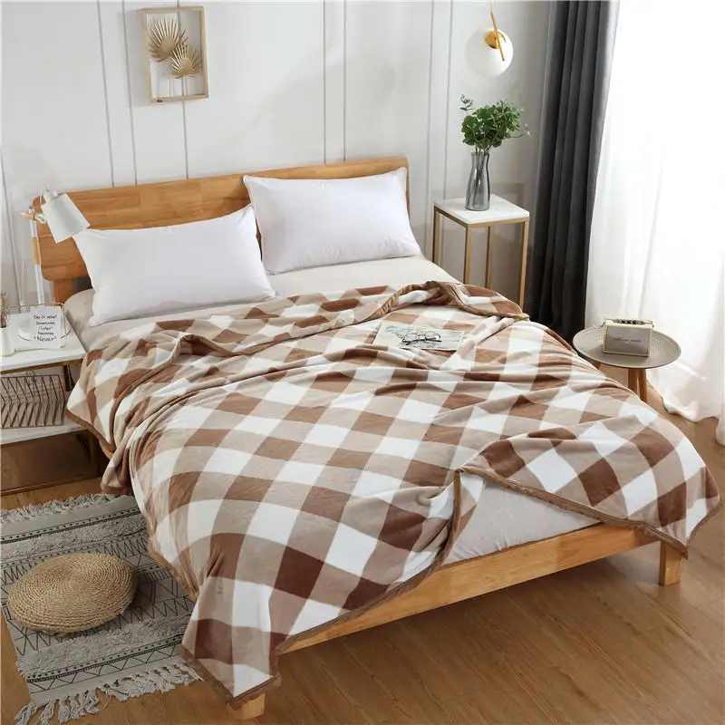 Khaki Plaid Декоративные одеяла для дивана, флисовые, фланелевые, Зебра, леопард, парные кровати, одеяло, мягкое, толстое, для дома, путешествия, машины, мех, зимняя простыня - Цвет: Khaki Plaid