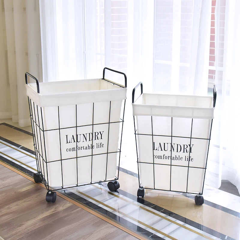 Laundry basket wrought iron Large hamper Dirty clothes storage basket Portable home toys clothing st