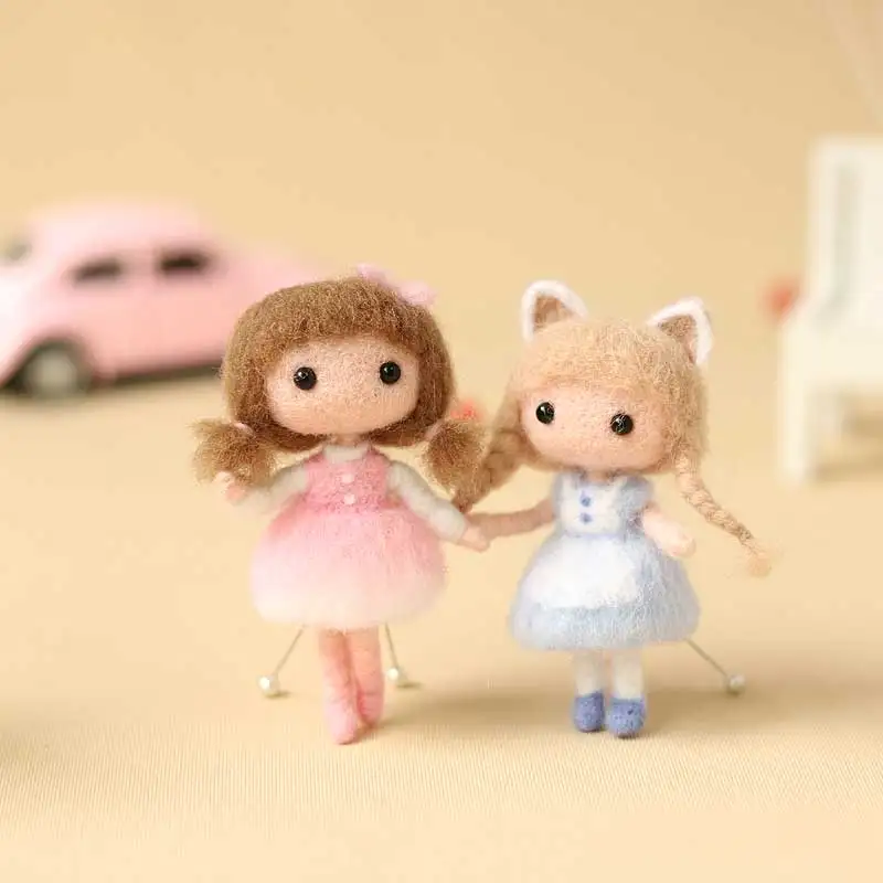 Non finished Boy and Girls Felt Doll Toy Wool Needle felting kits package Handmade DIY at home classic artwork gift for her