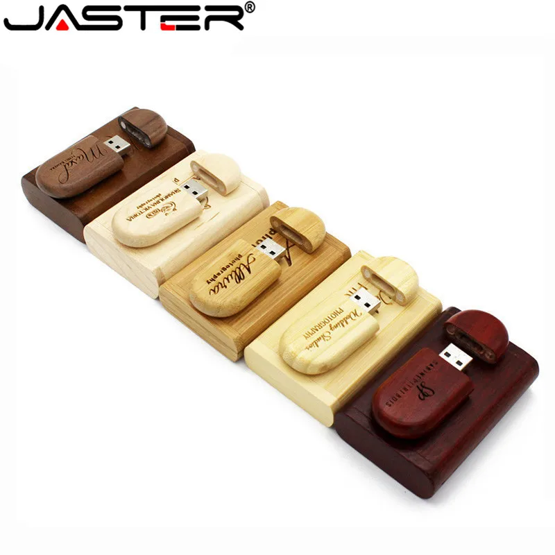 Деревянный USB флеш накопитель JASTER + упаковочная коробка красная деревянная