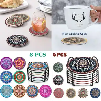 

Bottle Mat Retro boho-Mandala Style Bar Coaster Table Cup Holder Drink Place-mat Mat Tabletop Custom for Coffee Mugs Tea Cups