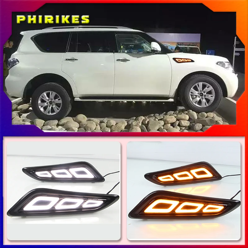 

LED Daytime Running Light 12V DRL Turning Signal Lamp Car Fender Light For Nissan Patrol 2014 2015 2016 2017 2018 2019