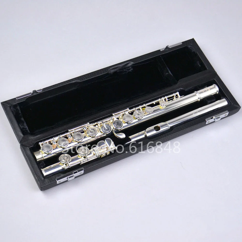 

Pearl Dolce C Tune High Quality Flute 16 Keys Closed Holes Brand Silver Plated Flute With E Key Brand Musical Instrument