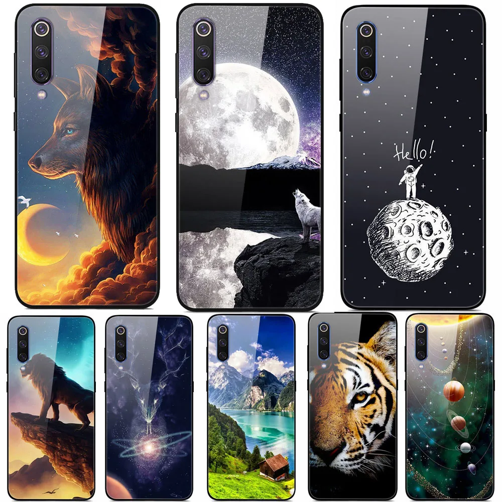 For Xiaomi Mi 9 Lite Tempered Glass Case Hard Back Cover Phone mi CC9 CC9E mi9 Pro A3 TPU Bumper Cases | Мобильные телефоны и