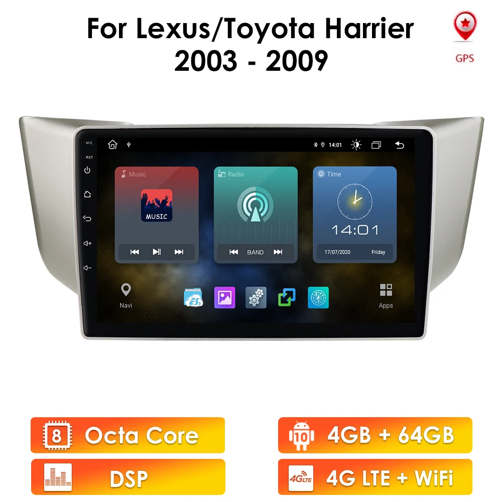 Carplay 4G 64G Plus For Lexus RX330 RX350 RX400H For Toyota Harrier 2003 -2009 Car Radio Player Navigation No 2din 2 din DVD GPS