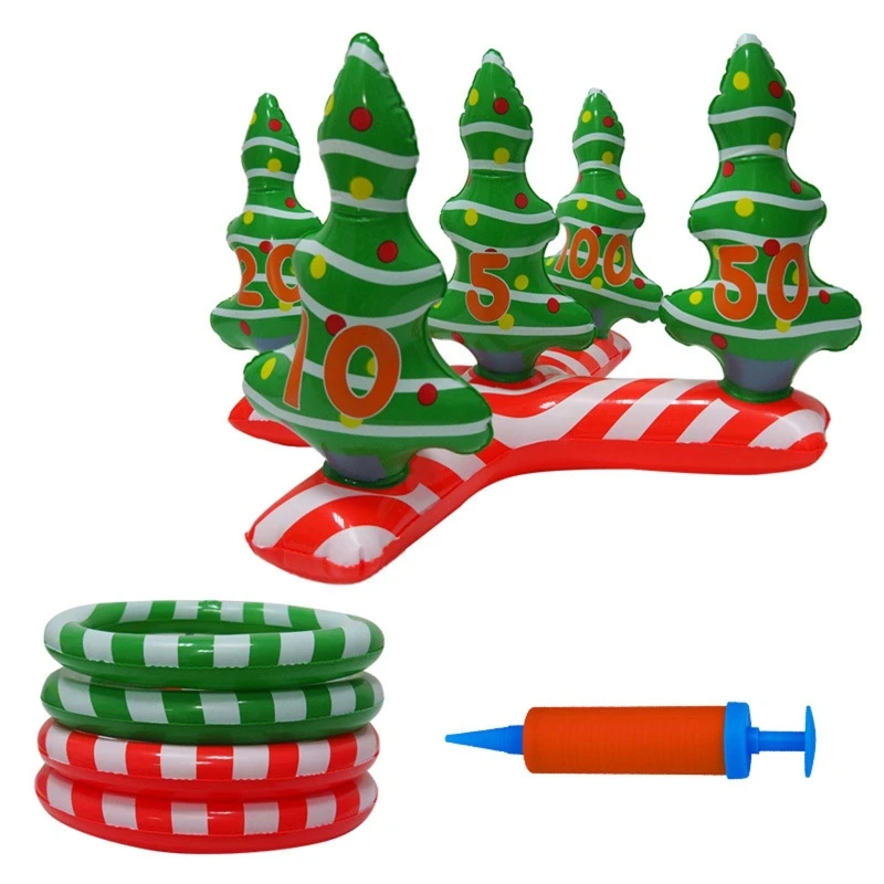 

Children Ring-toss Toy Inflatable Christmas Tree Santa Claus Throwing Game Toys Kids Toss Training Props Child Christmas Gift