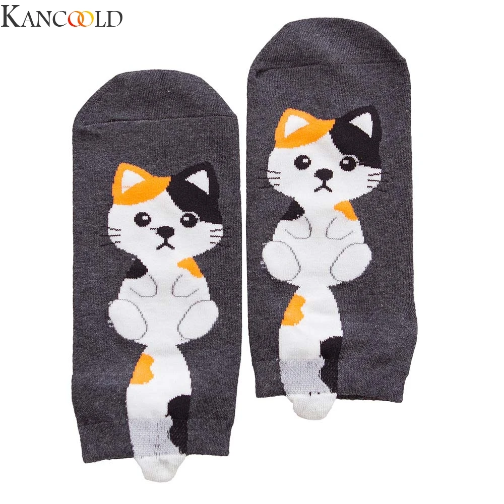 KANCOOLD/1 пара женских Хлопковых Носков женские зимние носки с котом INS милые новые модные дышащие высококачественные Повседневные носки для ежедневного использования