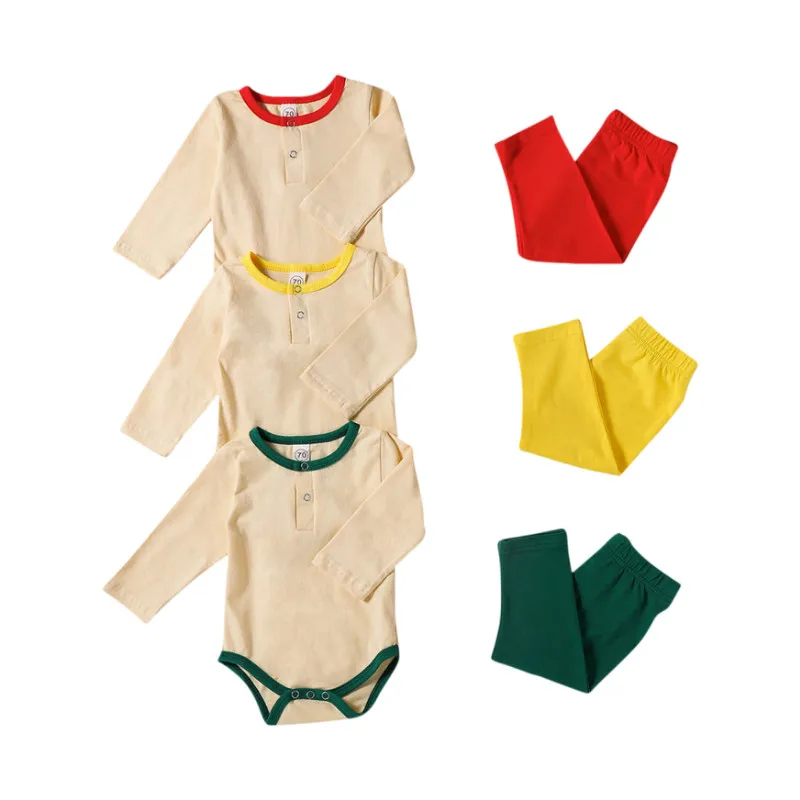 

Baby Boy Girls Outfits Long Sleeve Crew Neck Romper+Elastic Waist Pants 2Pcs Pajamas Set 0-24M