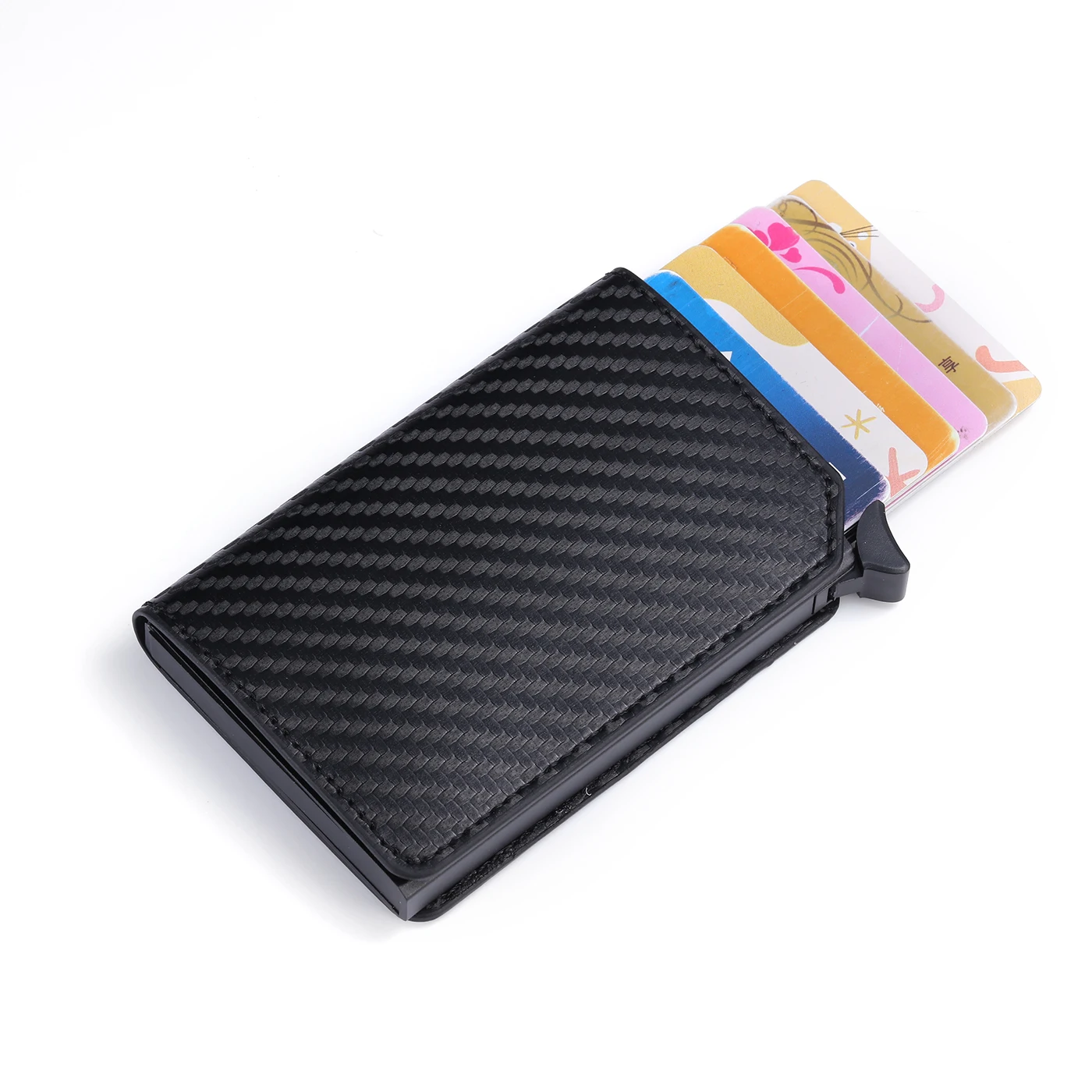 BISI GORO Carbon Fiber Anti-theft Card Holder RFID Pop-up Clutch Multi Men and Women Unisex Card Case Multi Smart Wallet