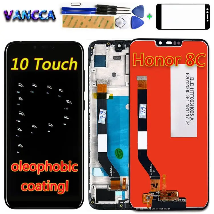 

Vancca LCD Display For Huawei Honor 8C Touch Screen 10 Touchs Digitizer Assembly Honor Paly 8C BKK-AL10 Oleophobic coating Frame