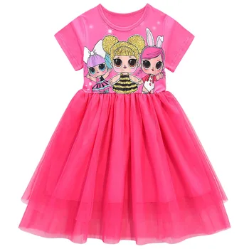

Lol Dress Girl Toddler Baby Lol Doll Clothes Kids Cartoon Print Princess Dress Children's Short Sleeve Birthday Vestido for Girl