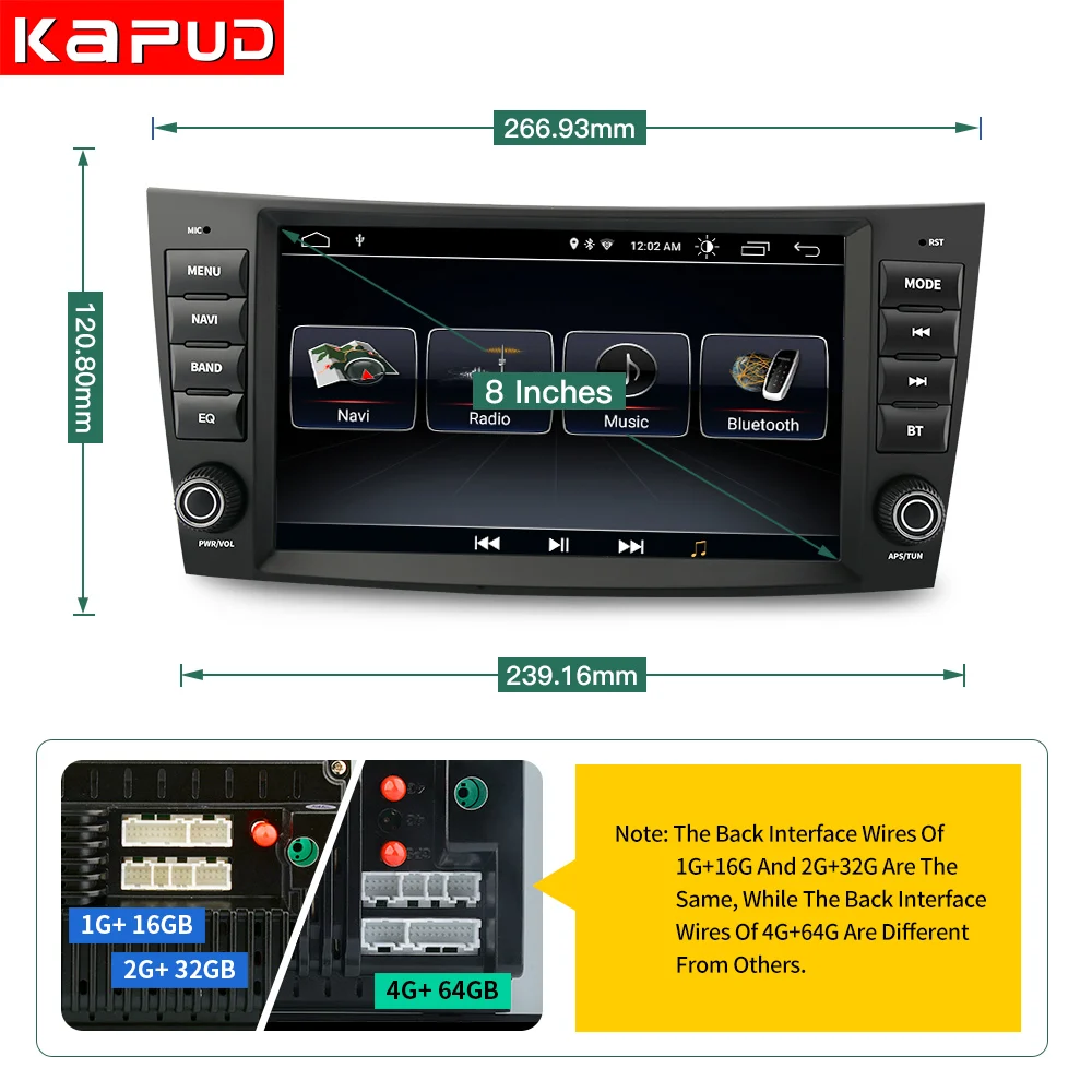 Kapud Android 10 Car Navigation Player Autoradio GPS For Mercedes Benz E-Class W211 E200 E220 E240 E280/CLK W209/G-Class W463