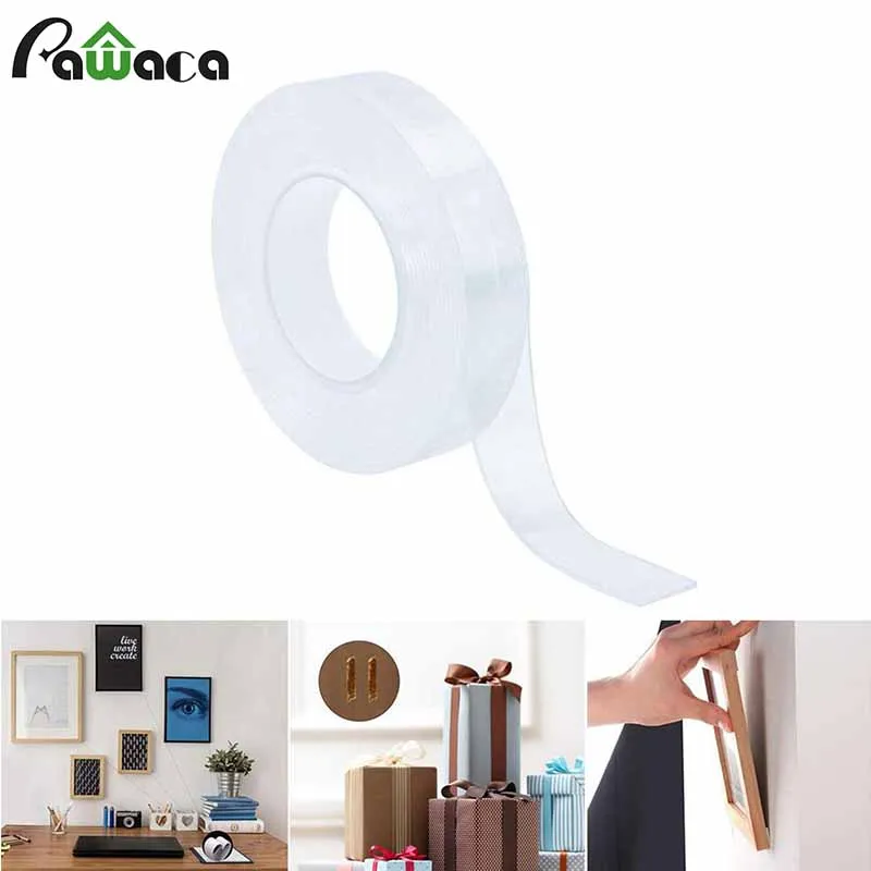 

10M Reusable Double Sided Washable Nano Adhesive Tape Transparent No Trace Acrylic Tape 2MM Super Sticky Tape Home Tools