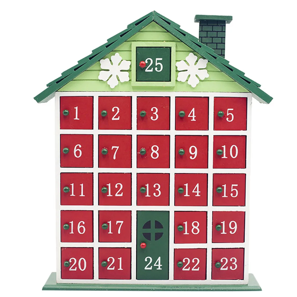 1 шт., деревянная коробка для хранения календаря с обратным отсчетом на Рождество, цветные украшения для дома, рождественский подарок