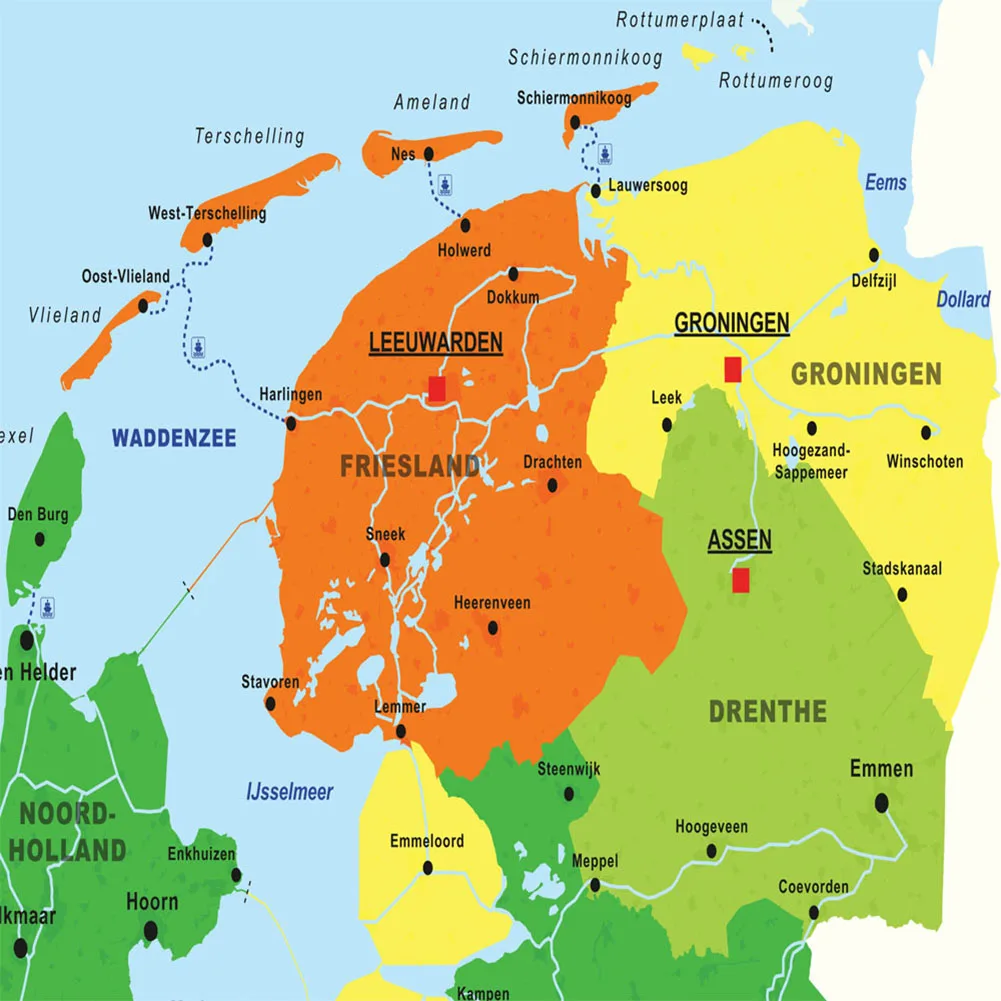 42*59cm Political Map Of The Netherland In Dutch Canvas Painting Wall Poster Travel School Supplies Living Room Home Decoration