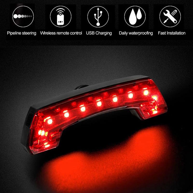 Top Intelligent USB Bike Rear Light Wireless Remote Control Turn Signal Bicycle Taillight with Bike Horn 7