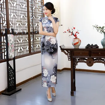 

Plus Size 3XL 4XL New Summer Chinese Traditional Women Rayon Qipao Mandarin Collar Cheongsam Novelty Chinese Formal Dress