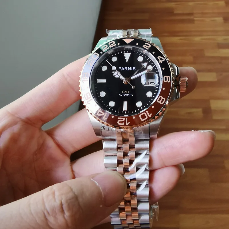 Parnis 40mm Automatic Mechanical Men's Watches GMT Sapphire