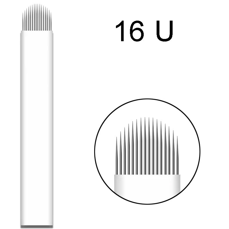 200 шт. 9 12 14 16 18 штифтов микроблейдинг иглы Permenent макияж татуировки иглы Lamina Agulhas Tebori лезвие для ручного бровей ручка - Габаритные размеры: 16 U