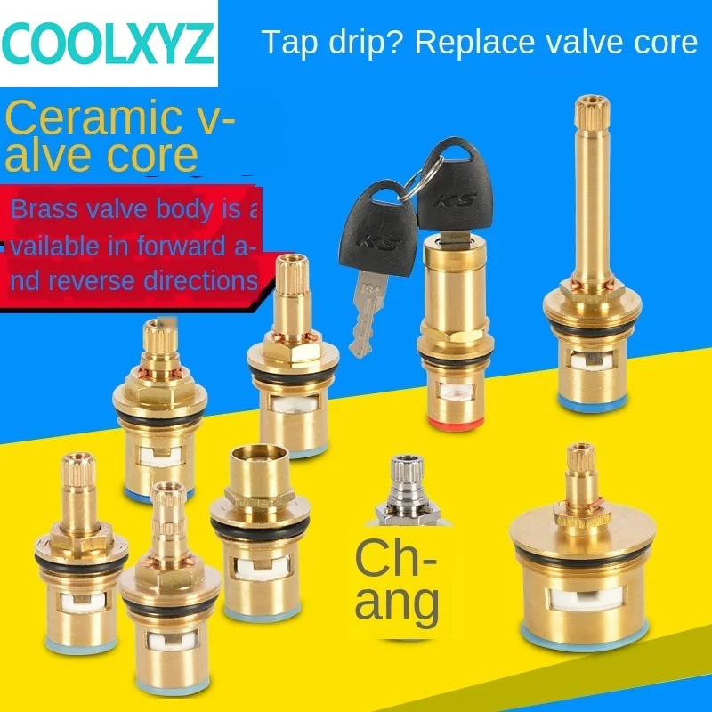 

Faucet copper valve core hot and cold water fast opening triangle valve switch ceramic valve core copper head repair parts