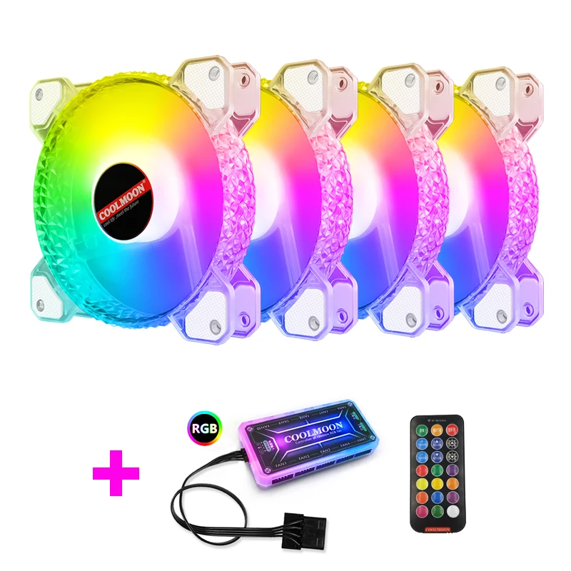Coolmoon RGB Fan 120mm Fan Cooling PC Computer Case Fans PWM 6PIN
