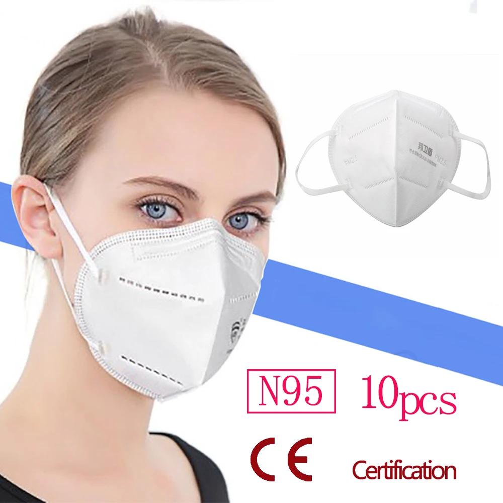 

10PCS KN95 Dustproof Anti-fog And Breathable Face Masks n95 respirator mask reusable Non-woven dust masks CE Certificate