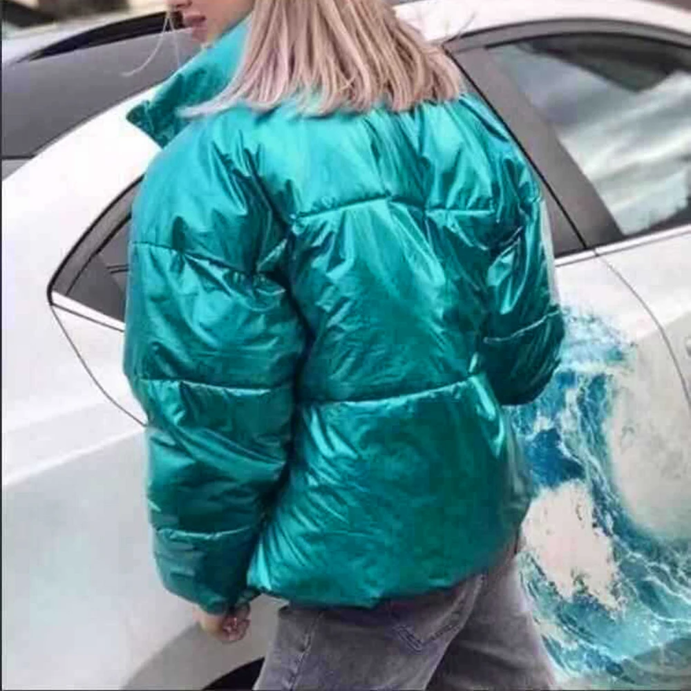 MoneRffi новая глянцевая зимняя хлопковая стеганая куртка для женщин ...