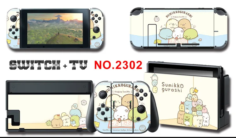 1set New Cute Anime Full Body Sticker for NS Switch Protective Cover Skin Colorful Art for Game Console Joy-Con Controller Decor