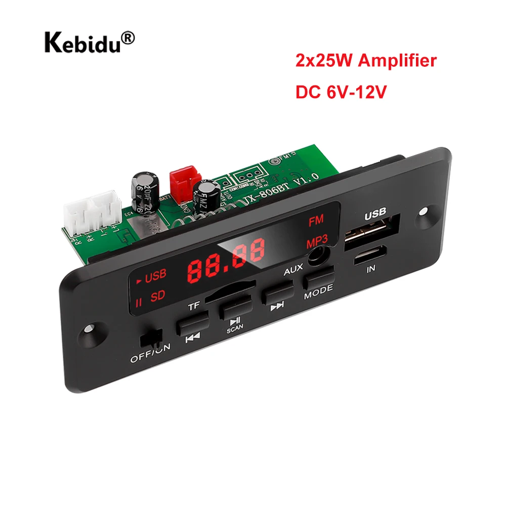 6V-12V 2*25W 50W усилитель MP3 плеер Плата декодера стандарта Bluetooth 5 0 автомобильный FM