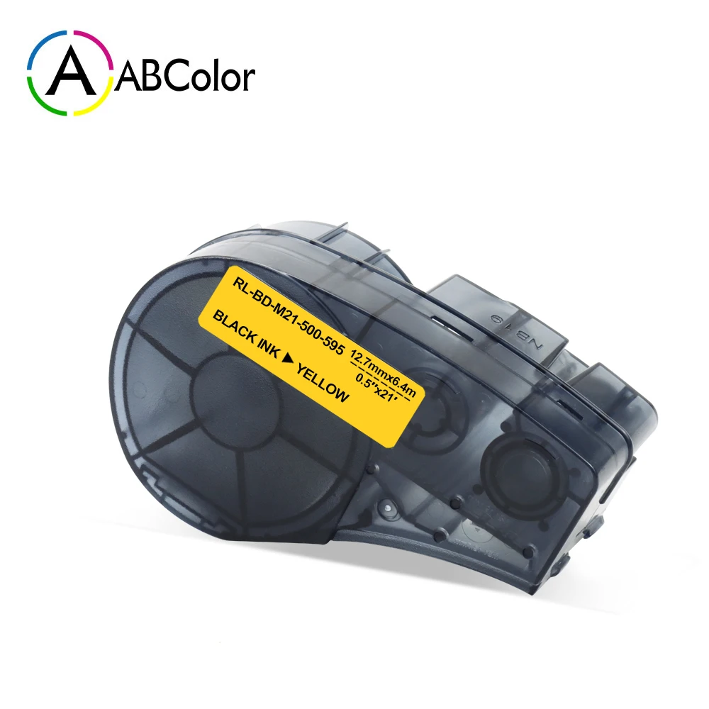 

A ABCOLOR Black on Yellow Vinyl Label Tape High Adhesion M21-500-595-YL Labels Compatible For Brady BMP21 PLUS Label Maker