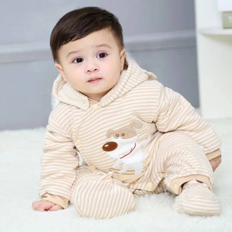 

Hooded with Booties Long-sleeve Jumpsuit Crawling Clothes Baby Onesie Cotton Baby One Piece
