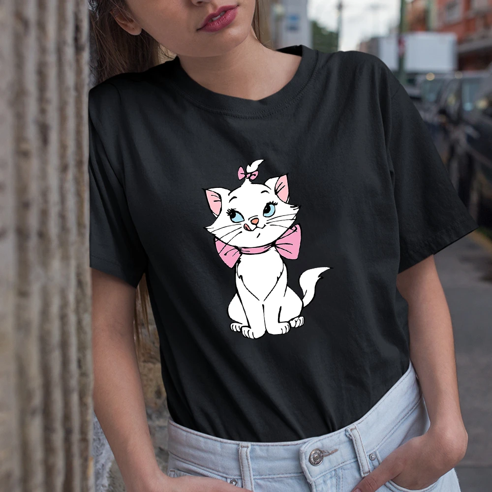 pistol nordøst blok Marie Aristocats Disney Women T-shirt Marie Cat Print Youth Fashion Cute  Tops For Ladies Summer Clothes Black Harajuku Kawaii Te - T-shirts -  AliExpress