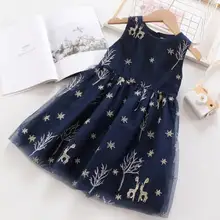 Летние сетчатые платья принцессы с вышивкой и героями мультфильмов для девочек, милое детское платье, 6 шт./партия