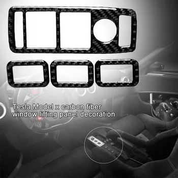 

Hot 4pcs Interior Decoration Auto Car Styling Accessories Trim Regulator Panel Easy Install Window Switch Sticker For Tesla Mode