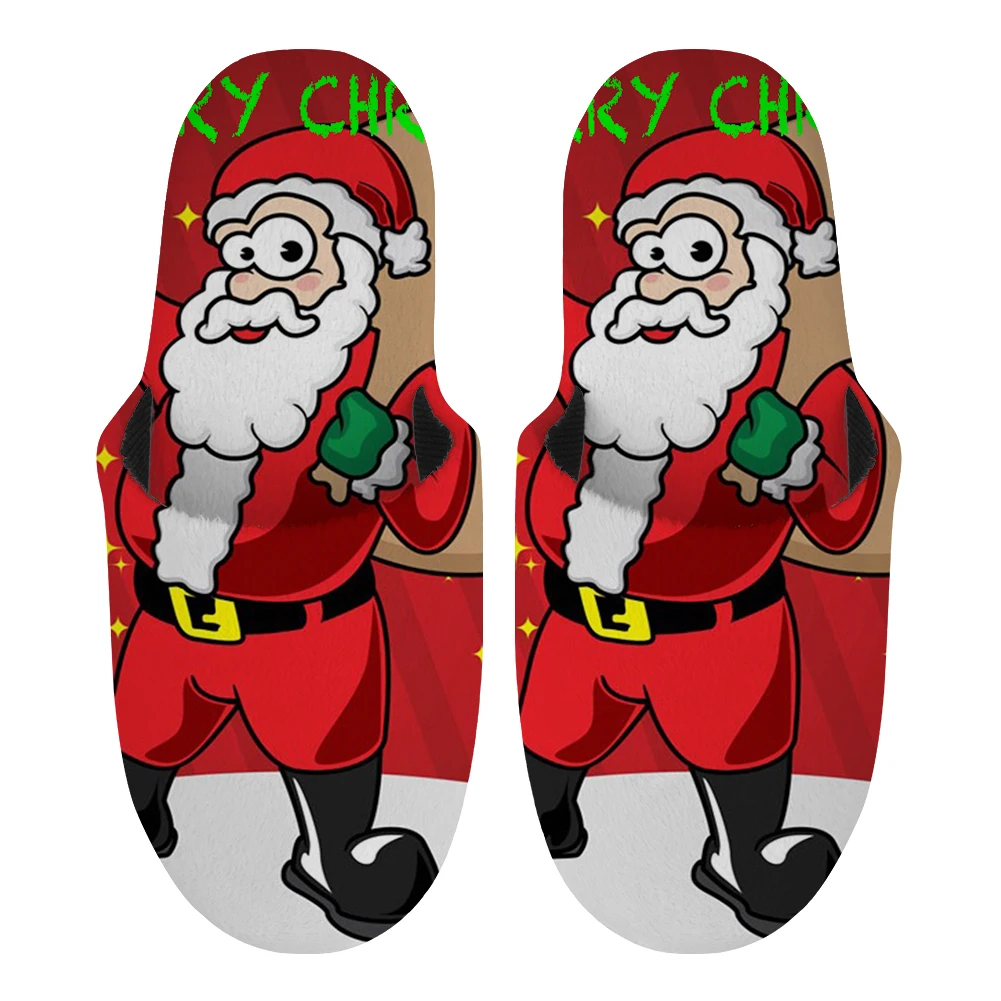 

Noisydesigns Thick Sole Cotton Anti-slip Shoe Christmas Santa Winter Slippers Men Floor Keep Warm Plush Home Slippes New