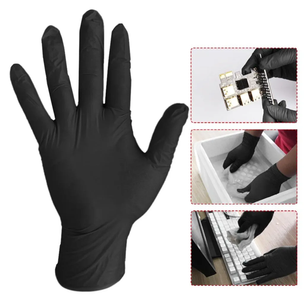 100 шт черные нитриловые одноразовые перчатки для ухода за кожей, перчатки без латекса, лабораторные перчатки, медицинские тату# G2