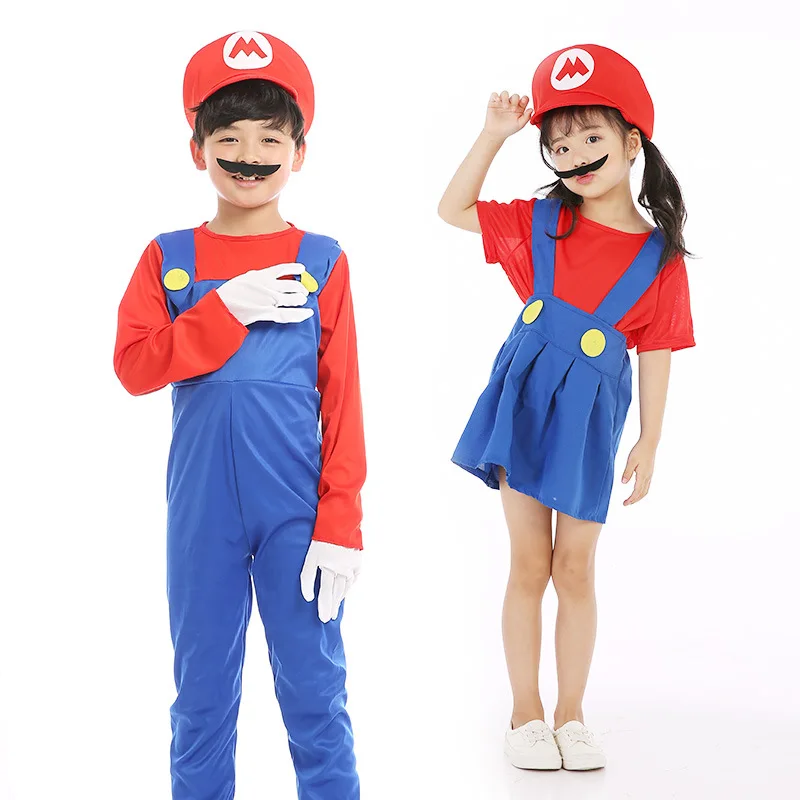 

Children Family Funy Luigi Bros Plumber Purim Costume Fancy Dress Christmas Party 2019 Adult Super Mario Cosplay Costumes