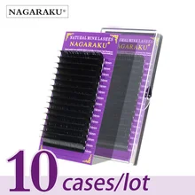 NAGARAKU набор из 10 чехлов, 16 рядов/лоток, высококачественное наращивание ресниц из норки, индивидуальные ресницы, накладные ресницы, натуральные ресницы