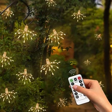 

50-200leds Fairy Dandelion Garland Light String Remote Control 8 Modes Starburst Lamp for Wedding New Year Indoor Outdoor Party