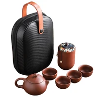 Purple Sand Tea Cups Ceramic Portable Teapot Set 5