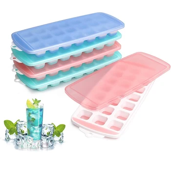 

Ice Trays,Ice Tray Flexible Silicone Ice Tray Molds with Lids, Easy Release Ice Trays Maker 5 Packs